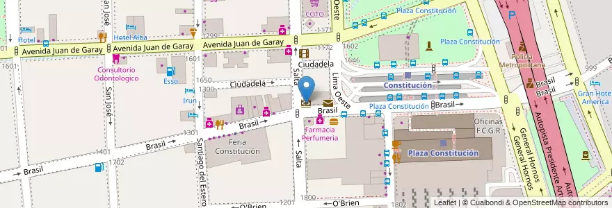 Mapa de ubicacion de HSBC, Constitucion en アルゼンチン, Ciudad Autónoma De Buenos Aires, Comuna 4, Comuna 1, ブエノスアイレス.