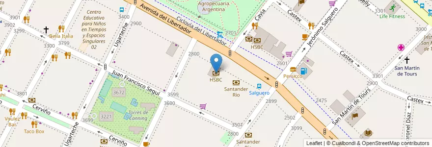 Mapa de ubicacion de HSBC, Palermo en 阿根廷, Ciudad Autónoma De Buenos Aires, 布宜诺斯艾利斯, Comuna 14.
