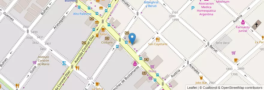 Mapa de ubicacion de HSBC, Recoleta en Argentinië, Ciudad Autónoma De Buenos Aires, Comuna 2, Buenos Aires.
