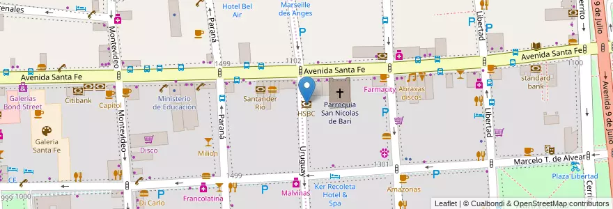Mapa de ubicacion de HSBC, Retiro en الأرجنتين, Ciudad Autónoma De Buenos Aires, Comuna 1, Buenos Aires.