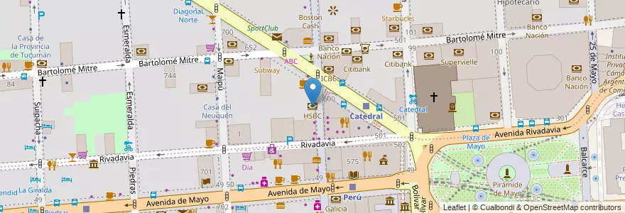 Mapa de ubicacion de HSBC, San Nicolas en الأرجنتين, Ciudad Autónoma De Buenos Aires, Comuna 1, Buenos Aires.
