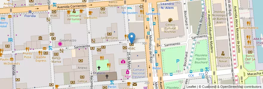 Mapa de ubicacion de HSBC, San Nicolas en Аргентина, Буэнос-Айрес, Comuna 1, Буэнос-Айрес.