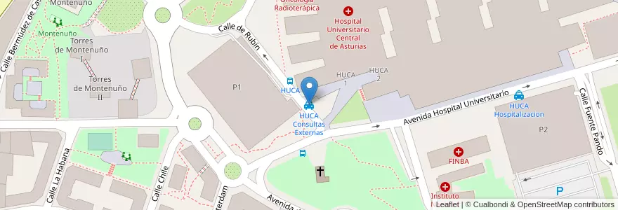 Mapa de ubicacion de HUCA Consultas Externas en اسپانیا, آستوریاس, آستوریاس, Oviedo.