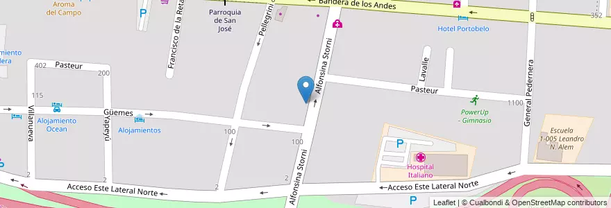 Mapa de ubicacion de Huellitas en Argentine, Chili, Mendoza, Departamento Guaymallén, Distrito San José.