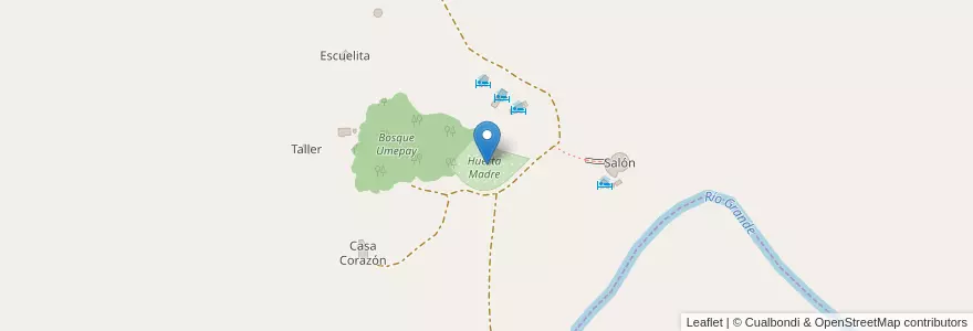 Mapa de ubicacion de Huerta Madre en アルゼンチン, コルドバ州, Departamento Calamuchita, Pedanía Cañada De Álvarez, Comuna De Lutti.