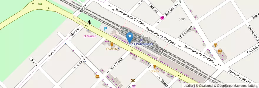 Mapa de ubicacion de Hughes en Argentina, Buenos Aires, Partido De Malvinas Argentinas, Los Polvorines.