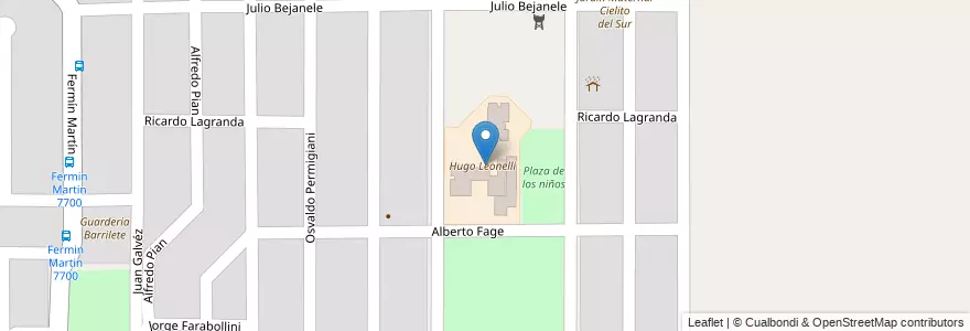 Mapa de ubicacion de Hugo Leonelli en アルゼンチン, コルドバ州, Departamento Capital, Pedanía Capital, Córdoba, Municipio De Córdoba.