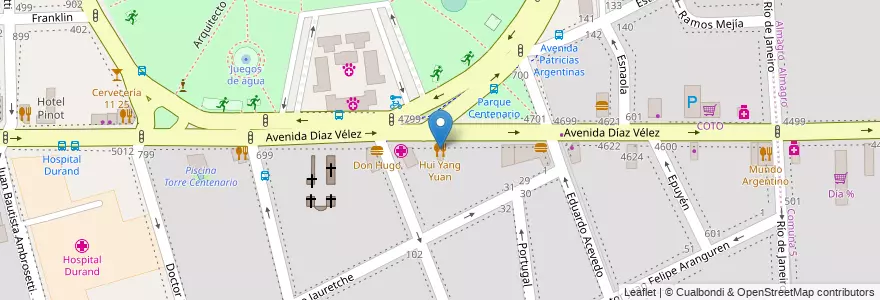 Mapa de ubicacion de Hui Yang Yuan, Caballito en 아르헨티나, Ciudad Autónoma De Buenos Aires, 부에노스아이레스, Comuna 6.