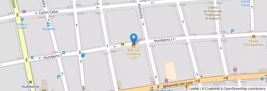 Mapa de ubicacion de 일본 식당 humberto 1 2357, San Cristobal en Arjantin, Ciudad Autónoma De Buenos Aires, Comuna 3, Buenos Aires.