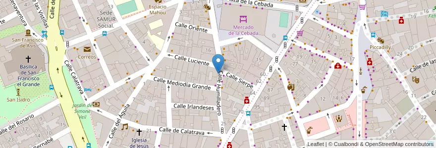 Mapa de ubicacion de HUMILLADERO, CALLE, DEL,18 en اسپانیا, بخش خودمختار مادرید, بخش خودمختار مادرید, Área Metropolitana De Madrid Y Corredor Del Henares, مادرید.