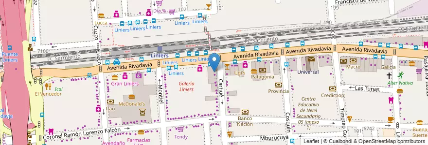 Mapa de ubicacion de IAC, Liniers en 阿根廷, Ciudad Autónoma De Buenos Aires, Comuna 9, 布宜诺斯艾利斯.