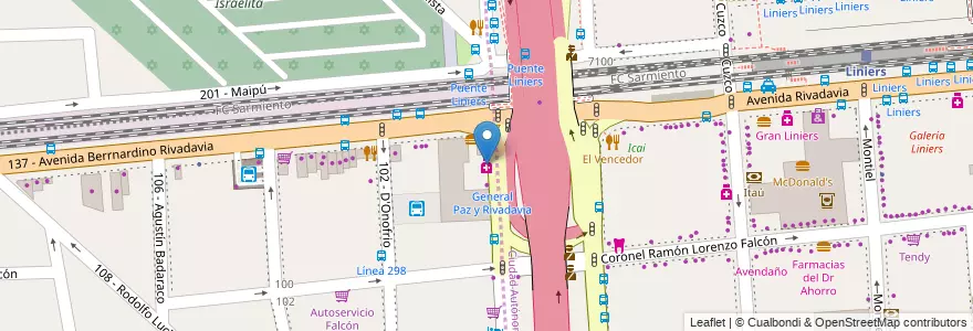 Mapa de ubicacion de Iacovantuono en Arjantin, Ciudad Autónoma De Buenos Aires, Buenos Aires, Partido De Tres De Febrero, Ciudadela.