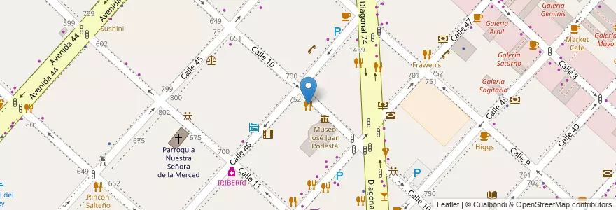 Mapa de ubicacion de Iano Restaurant, Casco Urbano en 阿根廷, 布宜诺斯艾利斯省, Partido De La Plata, La Plata.