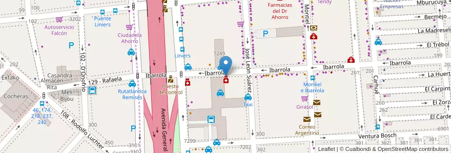 Mapa de ubicacion de Ibarrola, Liniers en Argentinië, Ciudad Autónoma De Buenos Aires, Buenos Aires, Partido De Tres De Febrero.