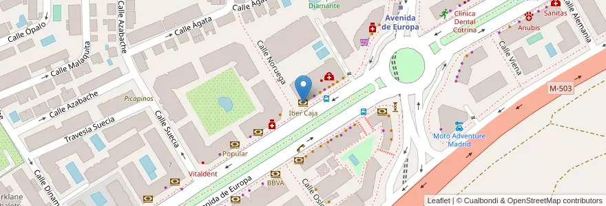 Mapa de ubicacion de Iber Caja en Испания, Мадрид, Мадрид, Área Metropolitana De Madrid Y Corredor Del Henares, Pozuelo De Alarcón.