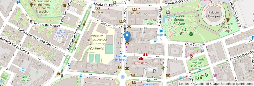 Mapa de ubicacion de Ibercaja en Испания, Эстремадура, Бадахос, Tierra De Badajoz, Бадахос.