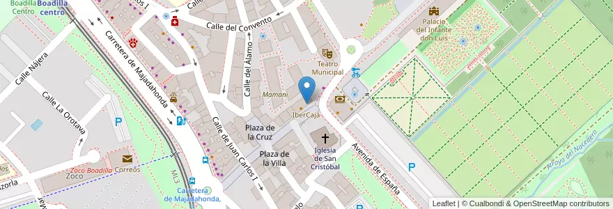 Mapa de ubicacion de IberCaja en اسپانیا, بخش خودمختار مادرید, بخش خودمختار مادرید, Área Metropolitana De Madrid Y Corredor Del Henares, Boadilla Del Monte.