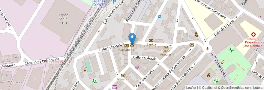 Mapa de ubicacion de IberCaja en إسبانيا, منطقة مدريد, منطقة مدريد, Área Metropolitana De Madrid Y Corredor Del Henares, Leganés.