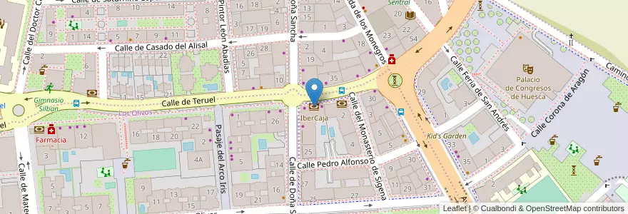 Mapa de ubicacion de IberCaja en Испания, Арагон, Уэска, Hoya De Huesca / Plana De Uesca, Уэска.