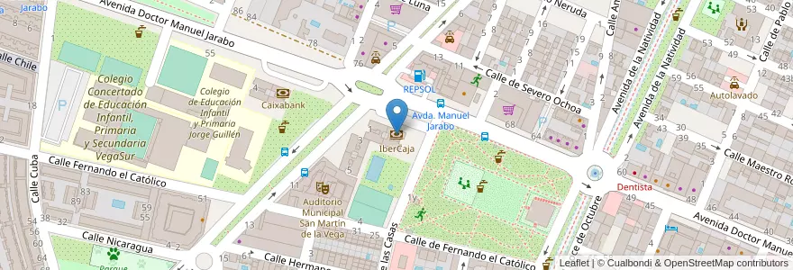 Mapa de ubicacion de IberCaja en スペイン, マドリード州, Comunidad De Madrid, Las Vegas, San Martín De La Vega.