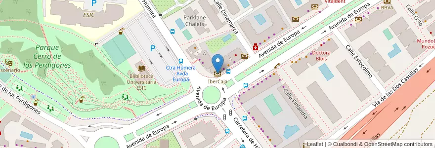 Mapa de ubicacion de IberCaja en Spagna, Comunidad De Madrid, Comunidad De Madrid, Área Metropolitana De Madrid Y Corredor Del Henares, Pozuelo De Alarcón.