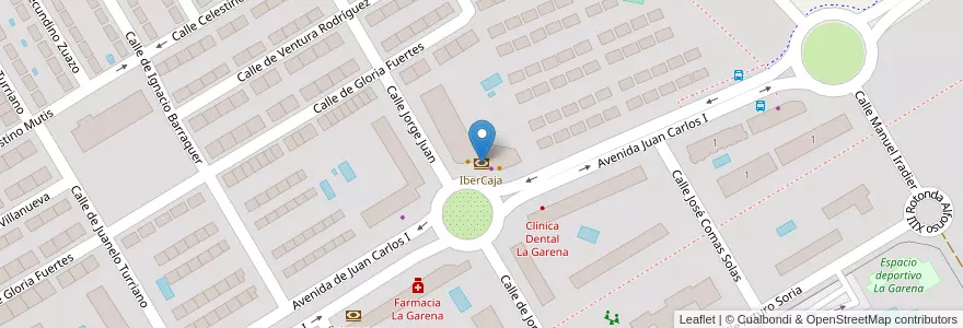 Mapa de ubicacion de IberCaja en اسپانیا, بخش خودمختار مادرید, بخش خودمختار مادرید, Área Metropolitana De Madrid Y Corredor Del Henares, الکالا د هنارس.