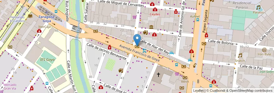 Mapa de ubicacion de IberCaja en スペイン, アラゴン州, サラゴサ, Zaragoza, サラゴサ.