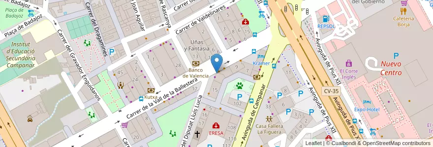Mapa de ubicacion de IberCaja en Espagne, Communauté Valencienne, Valence, Comarca De València, Valence.