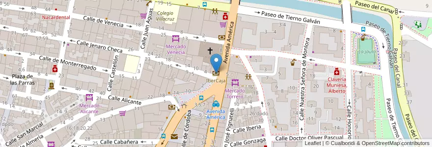 Mapa de ubicacion de IberCaja en 스페인, Aragón, 사라고사, Zaragoza, 사라고사.