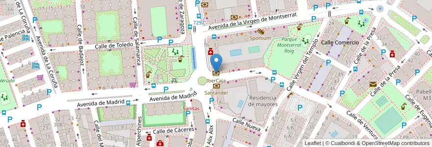 Mapa de ubicacion de IberCaja en اسپانیا, بخش خودمختار مادرید, بخش خودمختار مادرید, Área Metropolitana De Madrid Y Corredor Del Henares, San Fernando De Henares, Coslada.