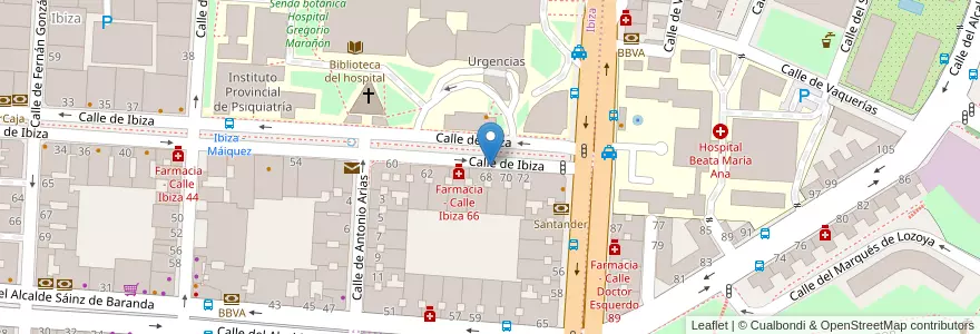 Mapa de ubicacion de IBIZA, CALLE, DE,70 en Spanje, Comunidad De Madrid, Comunidad De Madrid, Área Metropolitana De Madrid Y Corredor Del Henares, Madrid.