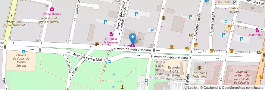 Mapa de ubicacion de Ibrahim doctor en Аргентина, Чили, Мендоса, Departamento Capital, Sección 2ª Barrio Cívico, Ciudad De Mendoza.