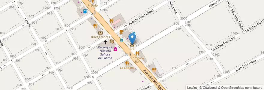 Mapa de ubicacion de ICBC en Arjantin, Buenos Aires, Partido De San Isidro, Martínez.
