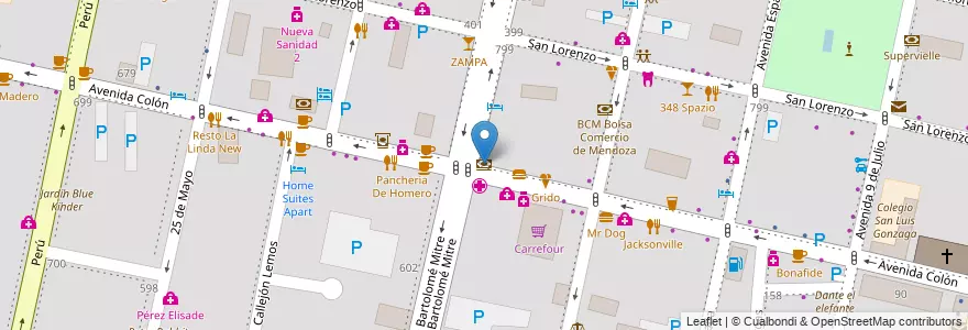 Mapa de ubicacion de ICBC en الأرجنتين, تشيلي, Mendoza, Departamento Capital, Sección 2ª Barrio Cívico, Ciudad De Mendoza.