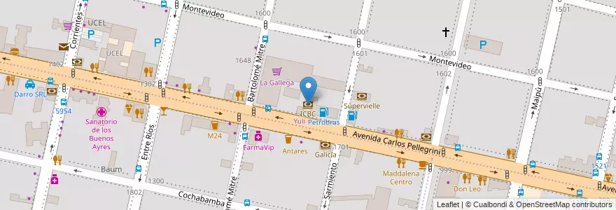 Mapa de ubicacion de ICBC en アルゼンチン, サンタフェ州, Departamento Rosario, Municipio De Rosario, ロサリオ.