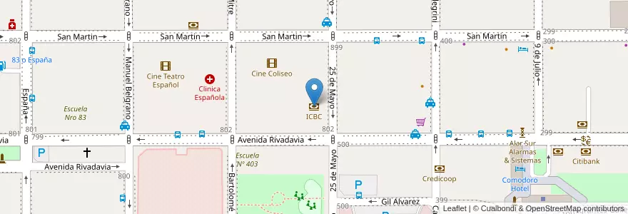 Mapa de ubicacion de ICBC en 阿根廷, Chubut, Departamento Escalante, Comodoro Rivadavia.