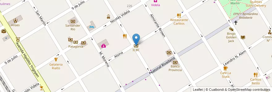 Mapa de ubicacion de ICBC en Argentinië, Buenos Aires, Partido De Quilmes, Quilmes.