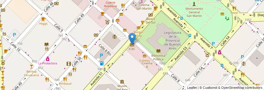 Mapa de ubicacion de ICBC, Casco Urbano en アルゼンチン, ブエノスアイレス州, Partido De La Plata, La Plata.