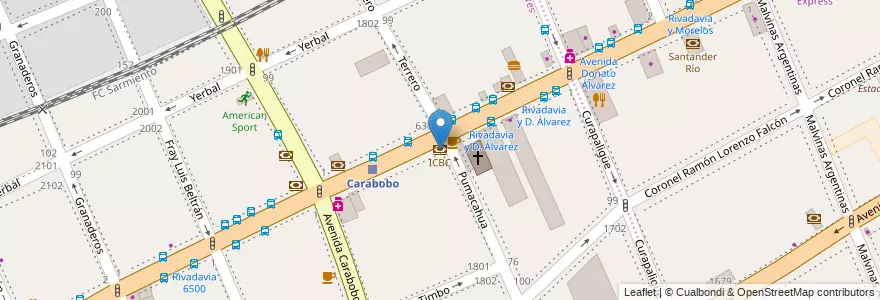 Mapa de ubicacion de ICBC, Flores en Argentinien, Ciudad Autónoma De Buenos Aires, Comuna 7, Buenos Aires.
