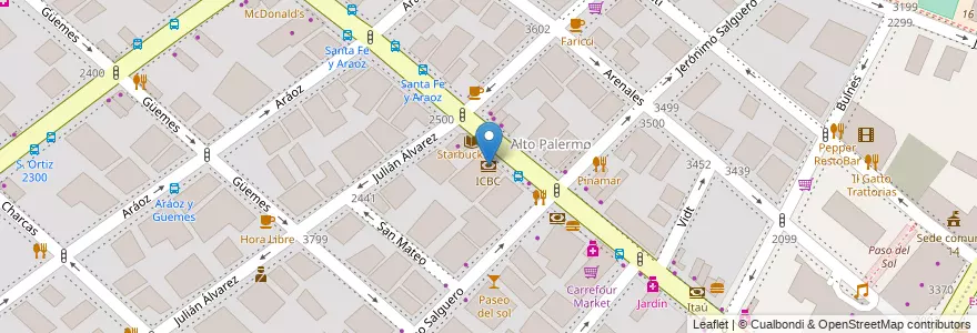 Mapa de ubicacion de ICBC, Palermo en Argentinien, Ciudad Autónoma De Buenos Aires, Buenos Aires, Comuna 14.