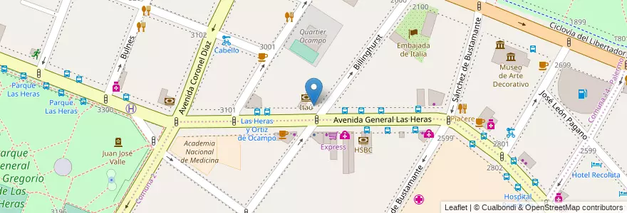 Mapa de ubicacion de ICBC, Palermo en アルゼンチン, Ciudad Autónoma De Buenos Aires, Comuna 2, ブエノスアイレス.