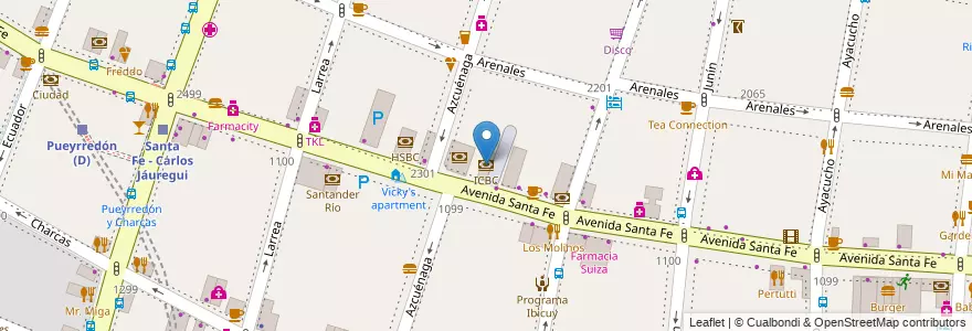Mapa de ubicacion de ICBC, Recoleta en 아르헨티나, Ciudad Autónoma De Buenos Aires, Comuna 2, 부에노스아이레스.