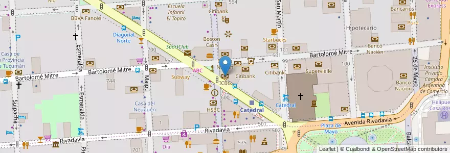 Mapa de ubicacion de ICBC, San Nicolas en アルゼンチン, Ciudad Autónoma De Buenos Aires, Comuna 1, ブエノスアイレス.