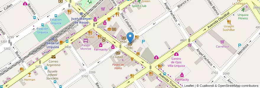 Mapa de ubicacion de ICBC, Villa Urquiza en Arjantin, Ciudad Autónoma De Buenos Aires, Comuna 12, Buenos Aires.