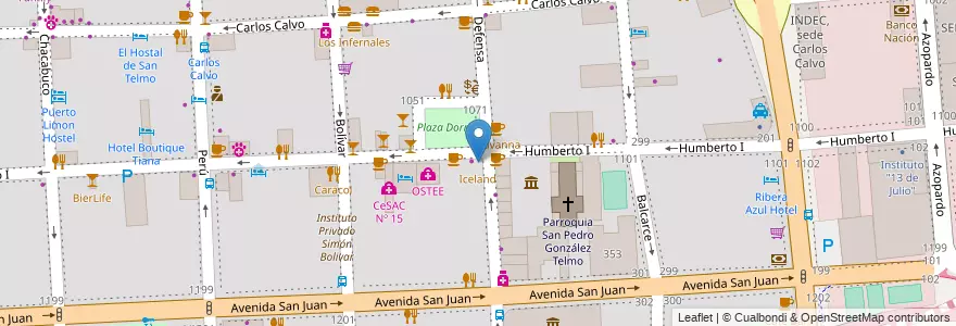 Mapa de ubicacion de Iceland, San Telmo en آرژانتین, Ciudad Autónoma De Buenos Aires, Comuna 1, Buenos Aires.