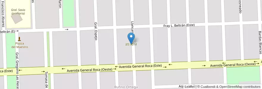 Mapa de ubicacion de IES 9018 en アルゼンチン, チリ, メンドーサ州, Departamento Malargüe, Distrito Ciudad De Malargüe.