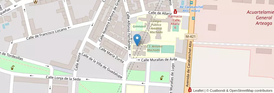 Mapa de ubicacion de I.E.S. Antonio Machado en Spanien, Autonome Gemeinschaft Madrid, Autonome Gemeinschaft Madrid, Área Metropolitana De Madrid Y Corredor Del Henares, Madrid.
