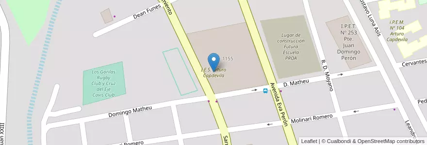 Mapa de ubicacion de I.E.S. Arturo Capdevila en Аргентина, Кордова, Departamento Cruz Del Eje, Municipio De Cruz Del Eje, Pedanía Cruz Del Eje, Cruz Del Eje.
