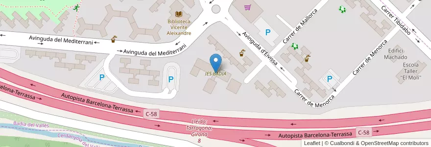 Mapa de ubicacion de IES BADIA en 스페인, Catalunya, Barcelona, Vallès Occidental, Badia Del Vallès.