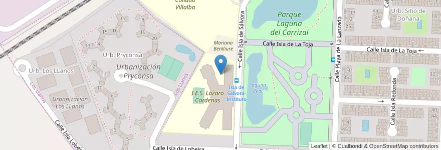 Mapa de ubicacion de I.E.S. Lázaro Cárdenas en 西班牙, Comunidad De Madrid, Comunidad De Madrid, Cuenca Del Guadarrama, Galapagar.